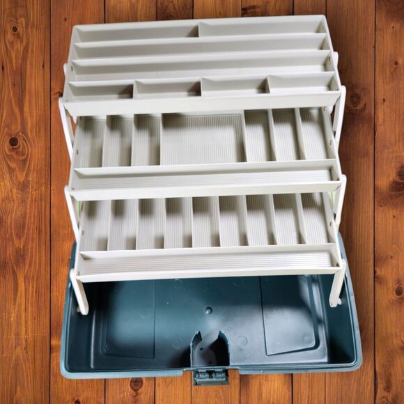 Vintage UMCO 1703 Guide’s Choice Tackle Box 3-Tray Hard Shell 16.5” Large Green - Picture 8 of 12